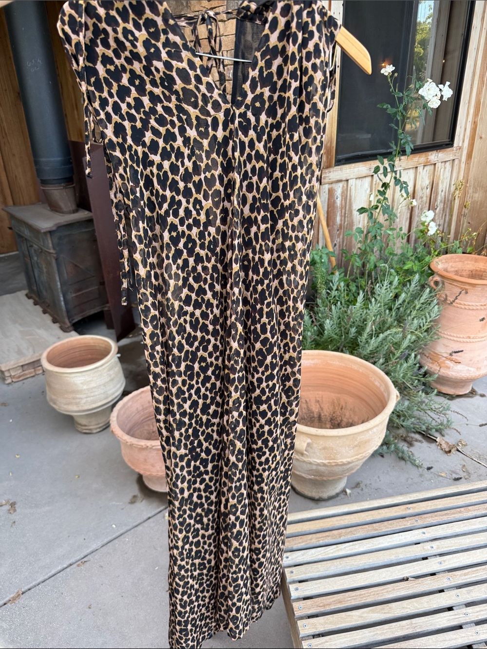 Malia Mills Leopard Print Wide-Leg Jumpsuit - Black & Tan